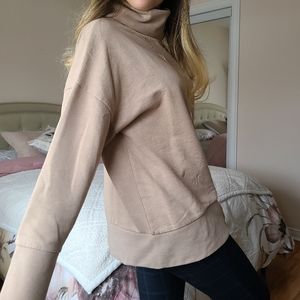 Thick Light Brown Long Sleeved Turtleneck Sweater Dress